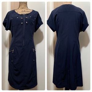 Chico's Travelers Dress Navy Blue Short Sleeve S